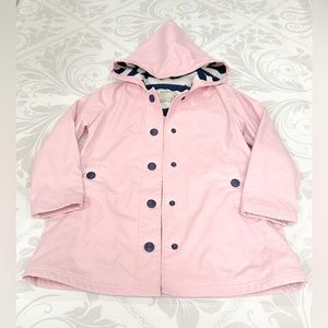 Girls Hatley Pink Rainciat Blue&White stripe Interior lining size 7